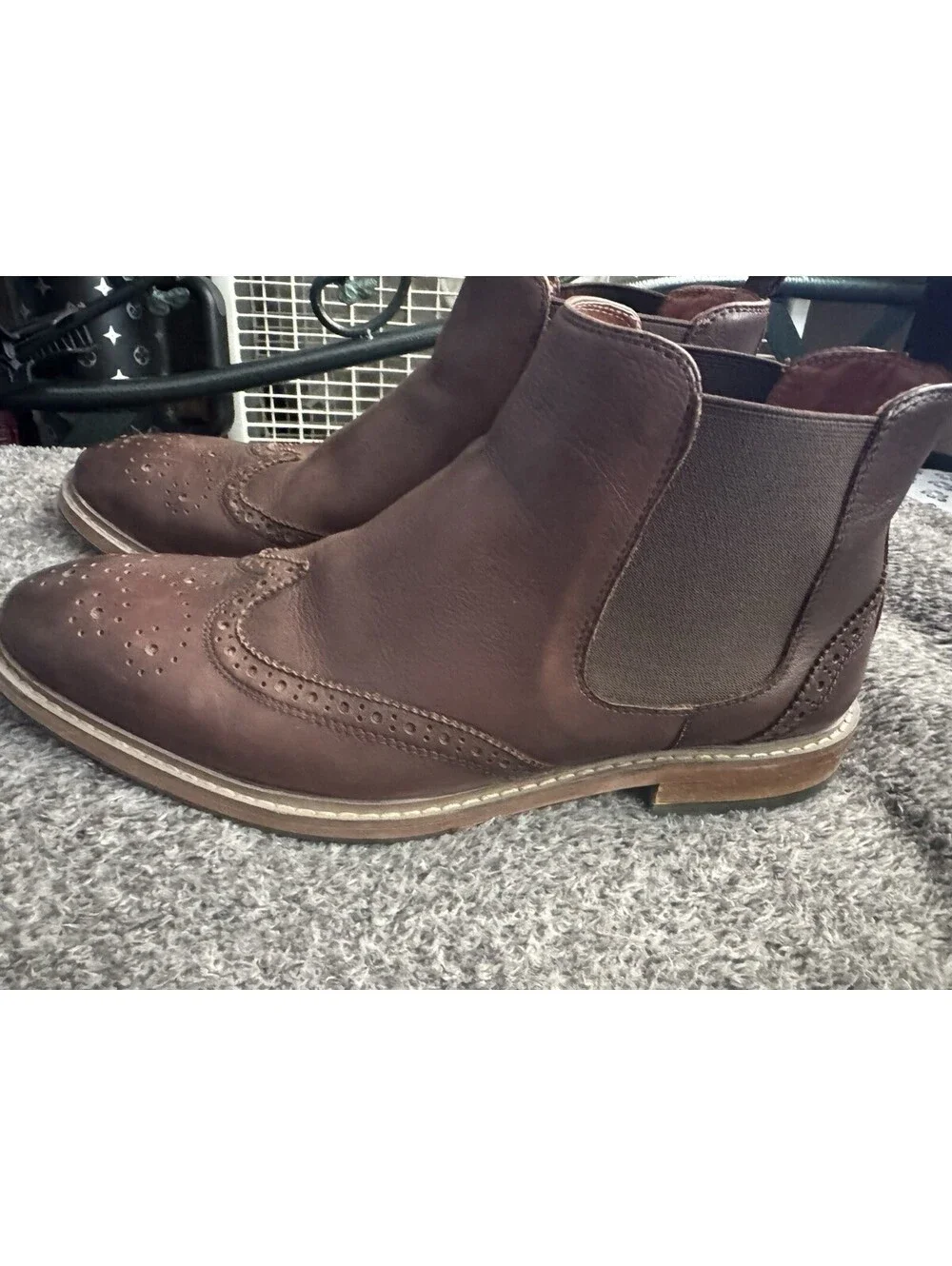 Florsheim Streets Wingtip Chelsea Gore Boots Mens 9.5 Brown Leather 11835-200